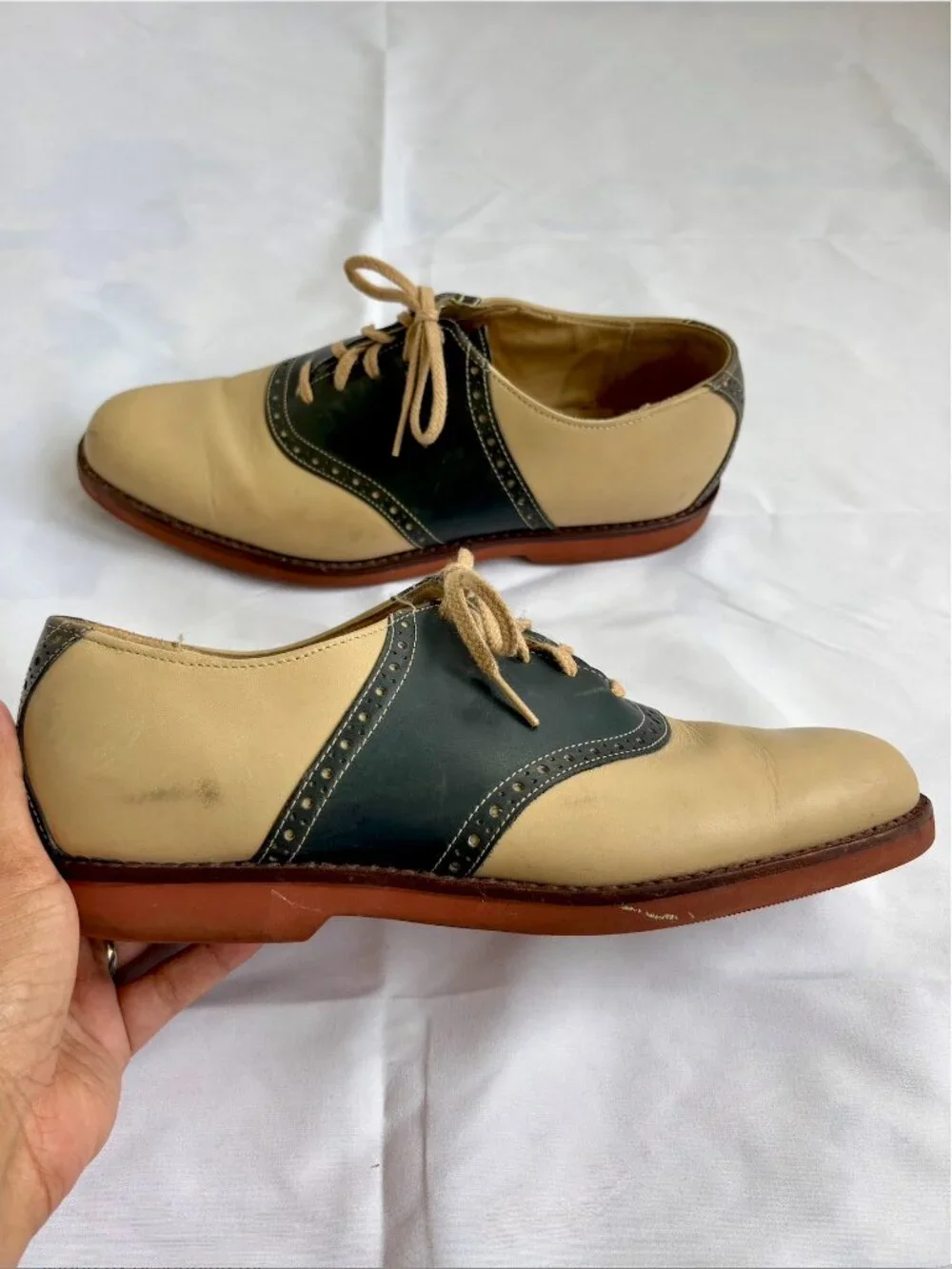 VINTAGE Cole Haan Men's Lace-Up Two-Tone Oxford Saddle Shoes | Size 9 (90 D)